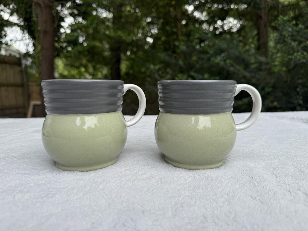 Pfaltzgraff Coffee Mugs Set Of 2 Olive and Gray